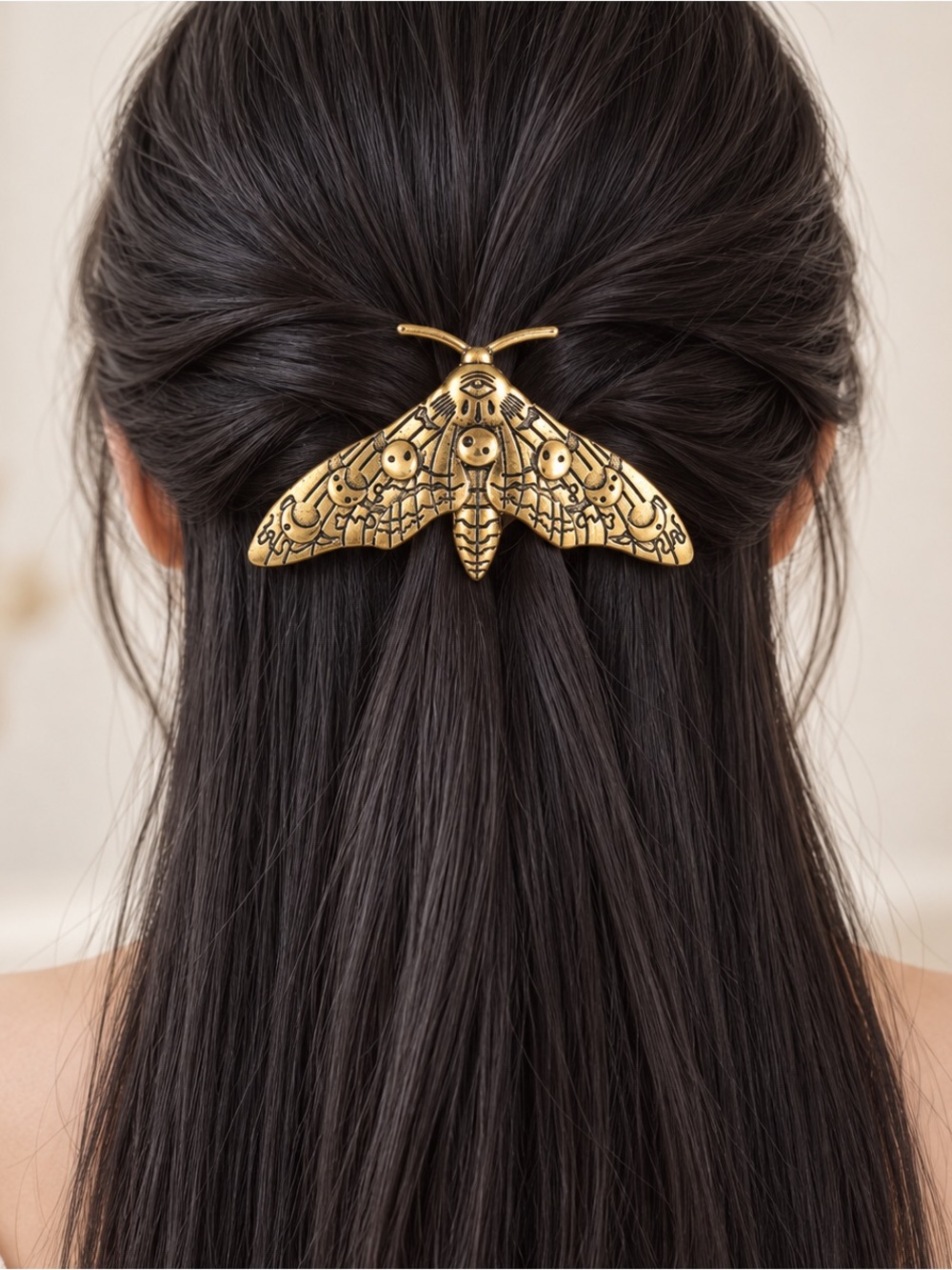 Antique Gold Moth Gothic Hair Pin